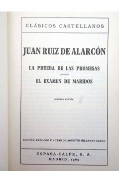 Muestra 1 de CLASICOS CASTELLANOS 146. LA PRUEBA DE LAS PROMESAS / EL EXÁMEN DE MARIDOS (Juan Ruiz De Alarcón) Espasa Ca