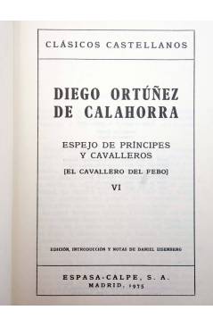 Muestra 1 de CLASICOS CASTELLANOS 198. ESPEJO DE PRÍNCIPES Y CAVALLEROS VI (Diego Ortúñez De Calahorra) Espasa Calpe 197