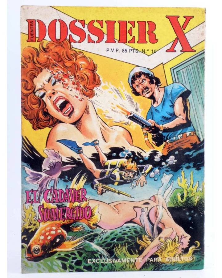 Cubierta de DOSSIER X 10. EL CADÁVER SUMERGIDO. J. Fuentes 1984