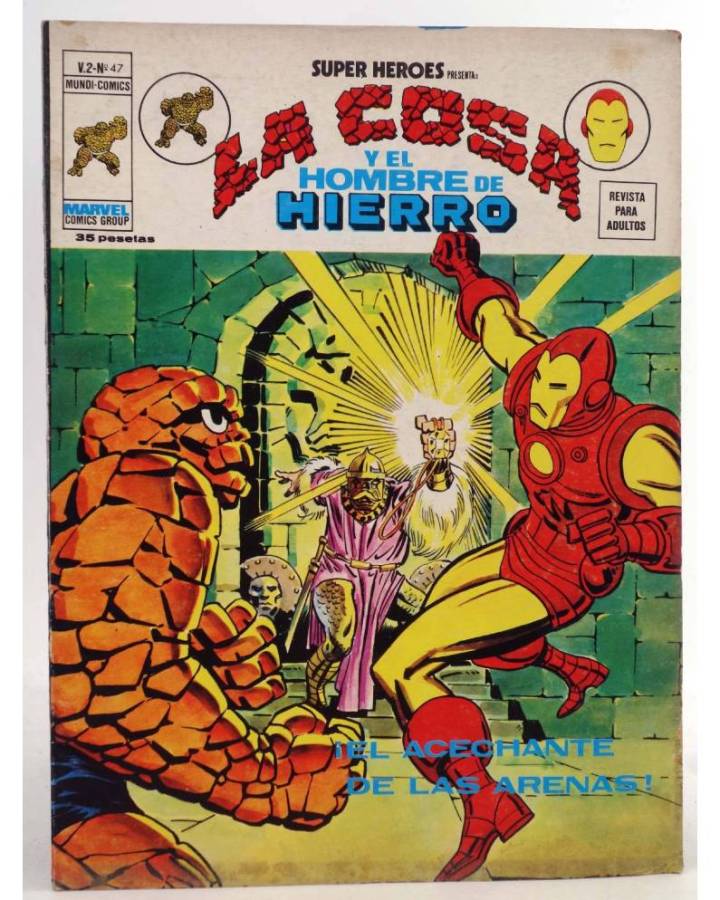 Cubierta de SUPER HEROES MUNDI COMICS VOL 2. N 47. LA COSA Y EL HOMBRE DE HIERRO (Vvaa) Vértice 1976