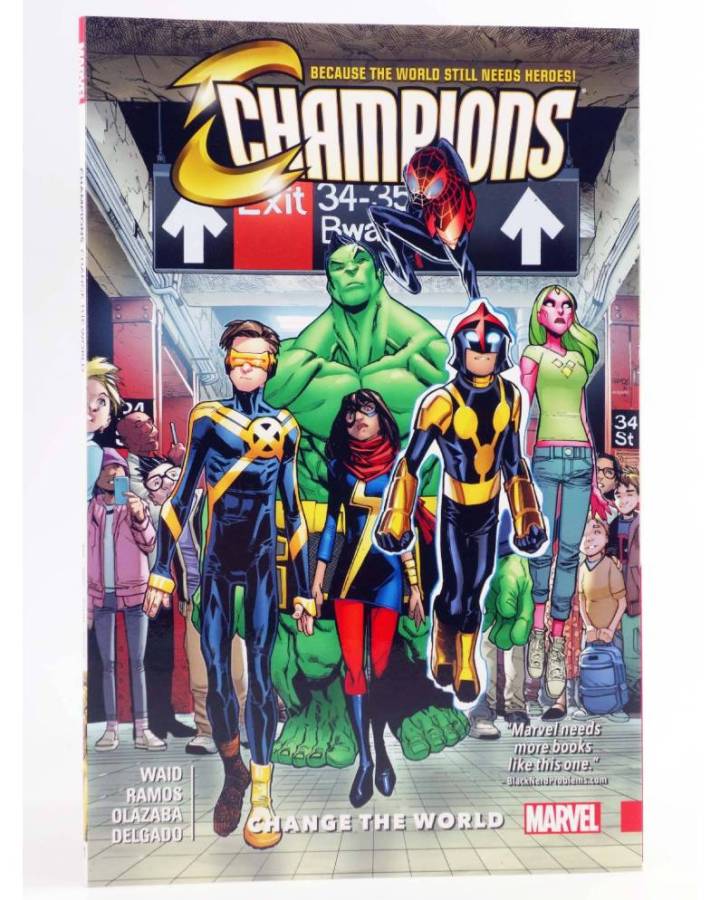 Cubierta de CHAMPIONS 2ND SERIES 1. CHANGE THE WORLD TPB (Mark Waid / Humberto Ramos) Marvel 2017. EN INGLÉS