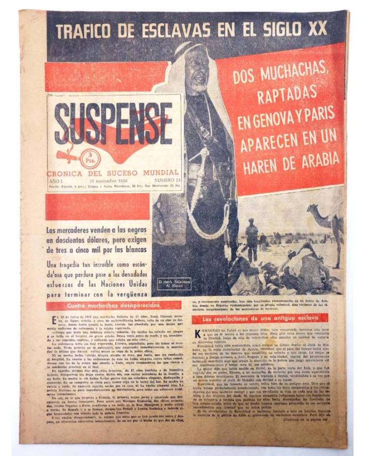 Cubierta de SUSPENSE. CRÓNICA DEL SUCESO MUNDIAL 23. AÑO I.- 29 de noviembre de 1958 (Vvaa) Diario España 1958