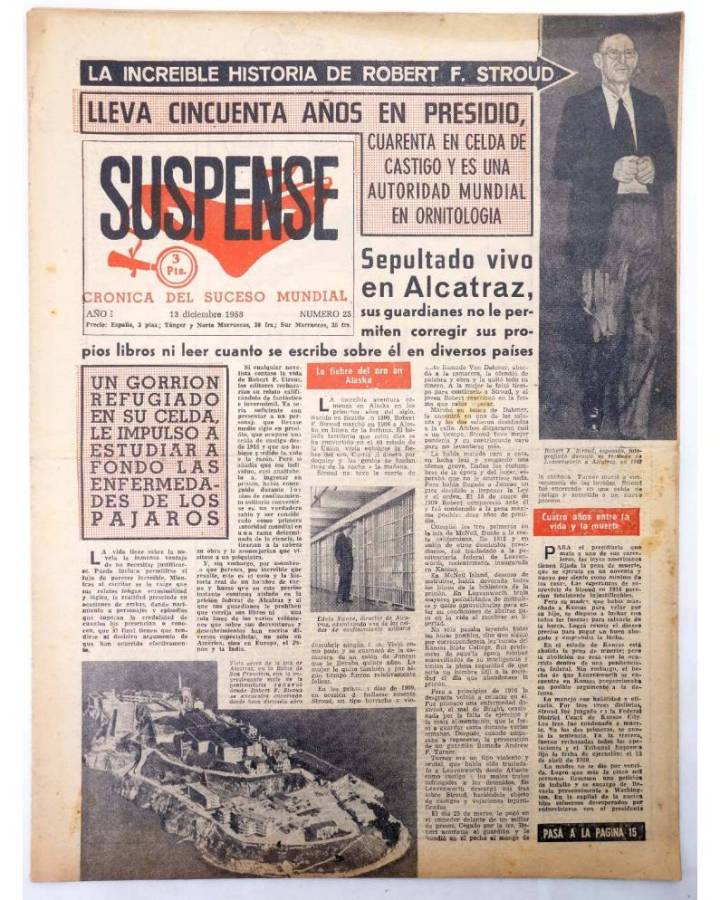 Cubierta de SUSPENSE. CRÓNICA DEL SUCESO MUNDIAL 25. AÑO I.- 13 de diciembre de 1958 (Vvaa) Diario España 1958