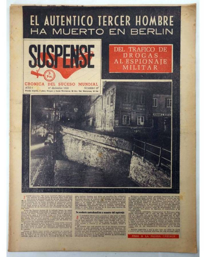 Cubierta de SUSPENSE. CRÓNICA DEL SUCESO MUNDIAL 27. AÑO I.- 27 de diciembre de 1958 (Vvaa) Diario España 1958