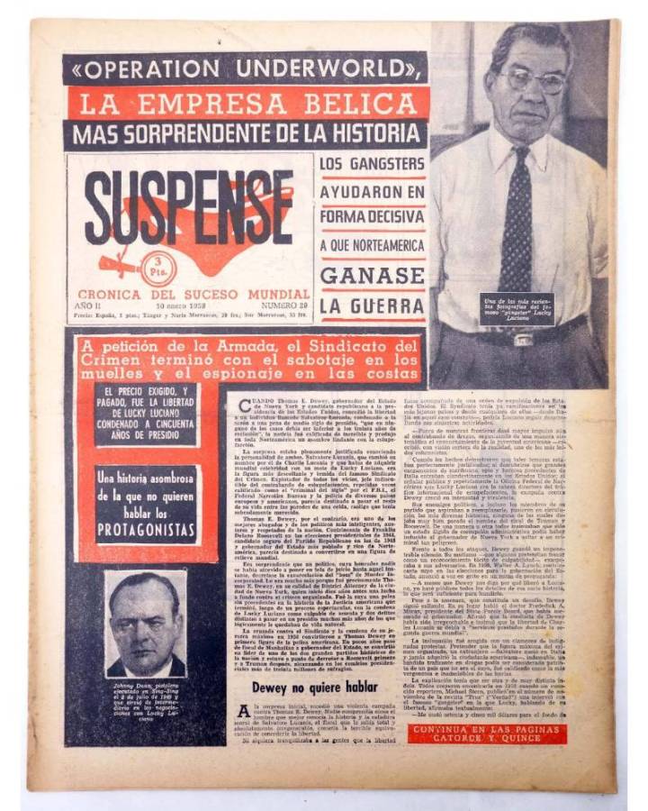 Cubierta de SUSPENSE. CRÓNICA DEL SUCESO MUNDIAL 29. AÑO II.- 10 de enero de 1959 (Vvaa) Diario España 1959