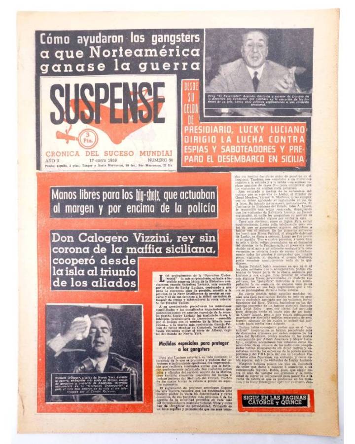 Cubierta de SUSPENSE. CRÓNICA DEL SUCESO MUNDIAL 30. AÑO II.- 17 de enero de 1959 (Vvaa) Diario España 1959