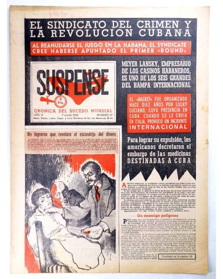 Cubierta de SUSPENSE. CRÓNICA DEL SUCESO MUNDIAL 38. AÑO II.- 14 de marzo de 1959 (Vvaa) Diario España 1959