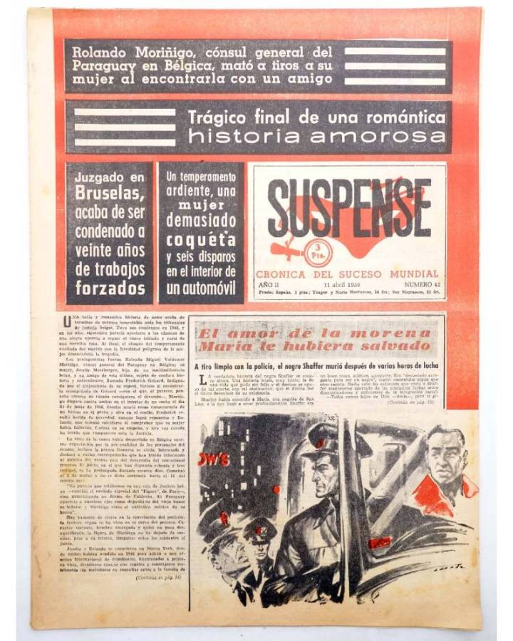 Cubierta de SUSPENSE. CRÓNICA DEL SUCESO MUNDIAL 42. AÑO II.- 11 de abril de 1959 (Vvaa) Diario España 1959