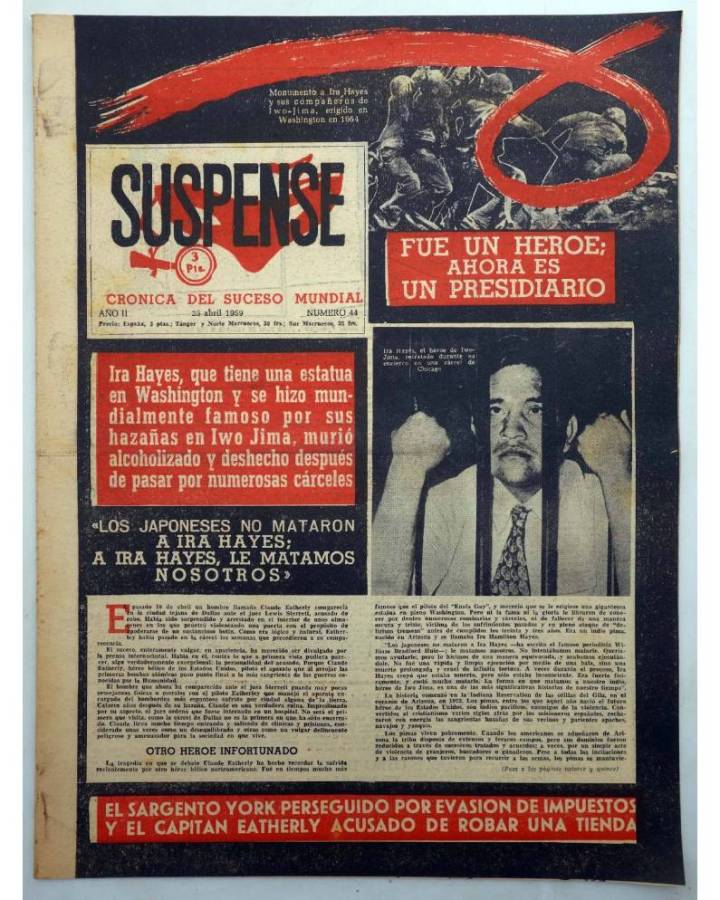 Cubierta de SUSPENSE. CRÓNICA DEL SUCESO MUNDIAL 44. AÑO II.- 25 de abril de 1959 (Vvaa) Diario España 1959