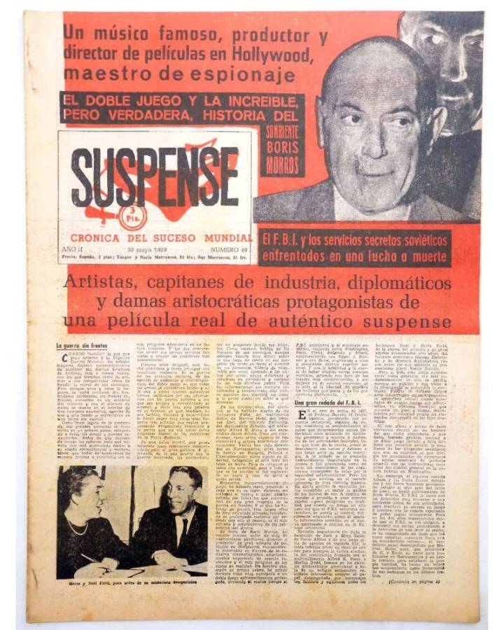 Cubierta de SUSPENSE. CRÓNICA DEL SUCESO MUNDIAL 49. AÑO II.- 30 de mayo de 1959 (Vvaa) Diario España 1959