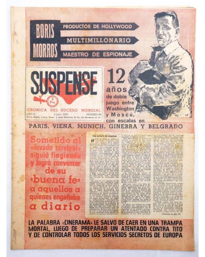 Cubierta de SUSPENSE. CRÓNICA DEL SUCESO MUNDIAL 50. AÑO II.- 6 de junio de 1959 (Vvaa) Diario España 1959