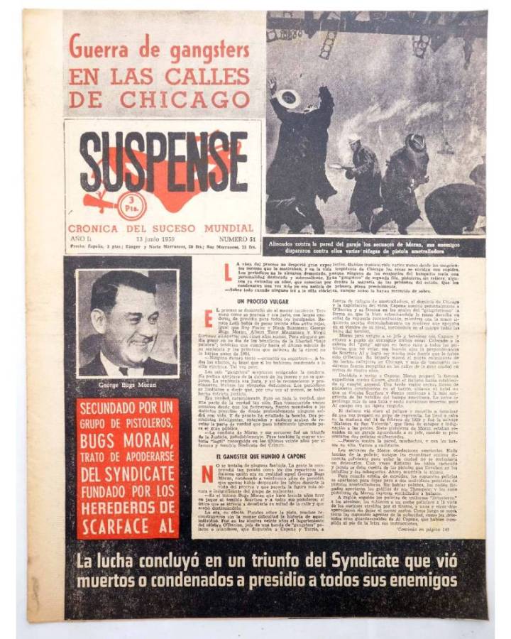 Cubierta de SUSPENSE. CRÓNICA DEL SUCESO MUNDIAL 51. AÑO II.- 13 de junio de 1959 (Vvaa) Diario España 1959