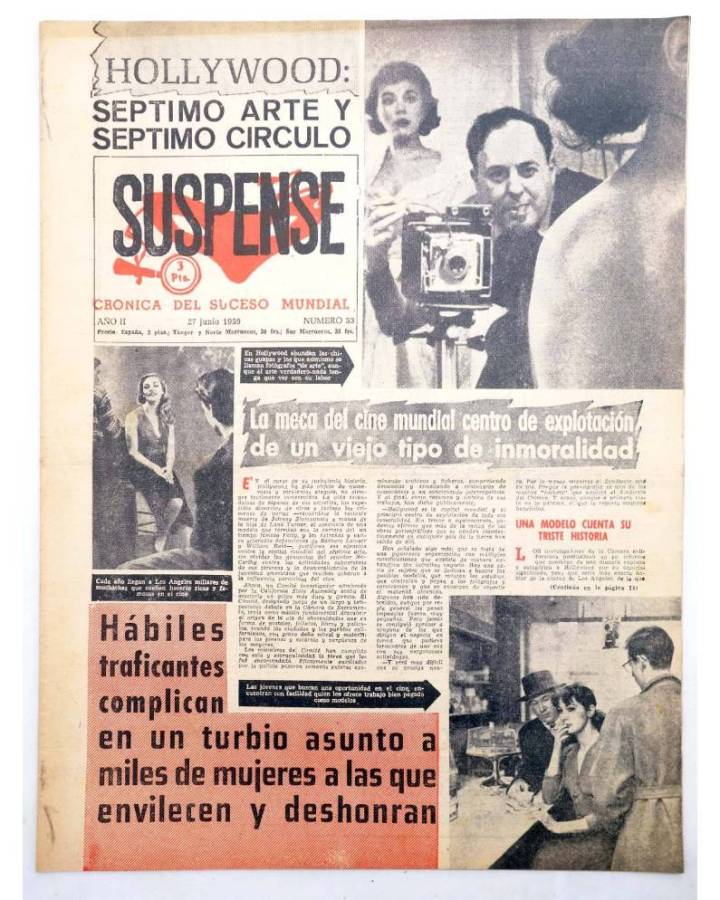 Cubierta de SUSPENSE. CRÓNICA DEL SUCESO MUNDIAL 53. AÑO II.- 27 de junio de 1959 (Vvaa) Diario España 1959