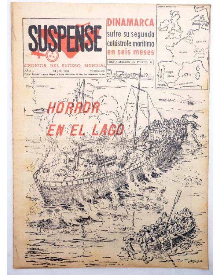 Cubierta de SUSPENSE. CRÓNICA DEL SUCESO MUNDIAL 56. AÑO II.- 18 de julio de 1959 (Vvaa) Diario España 1959