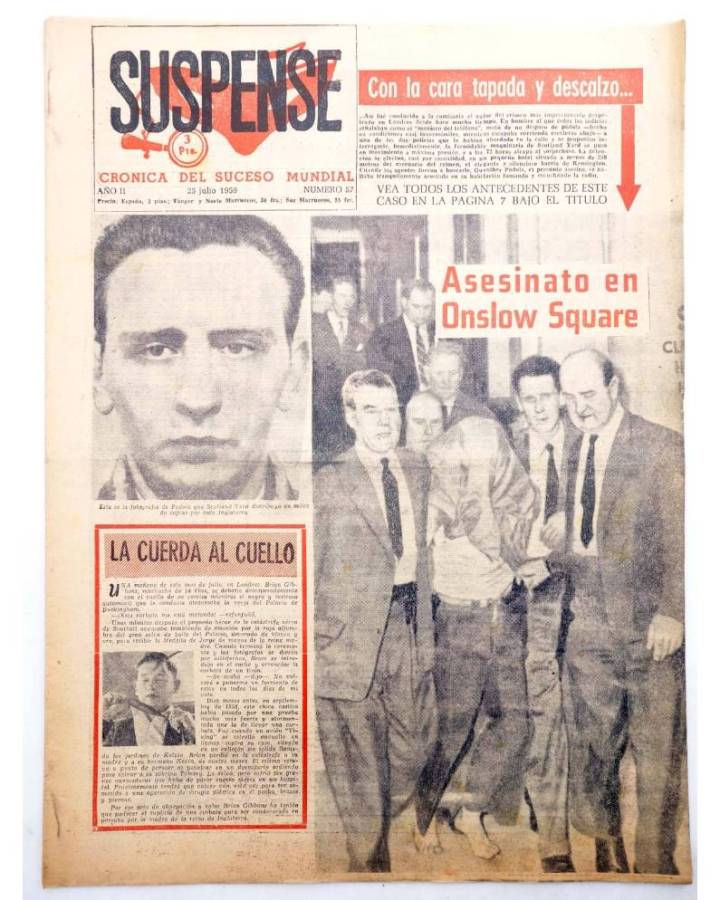 Cubierta de SUSPENSE. CRÓNICA DEL SUCESO MUNDIAL 57. AÑO II.- 25 de julio de 1959 (Vvaa) Diario España 1959