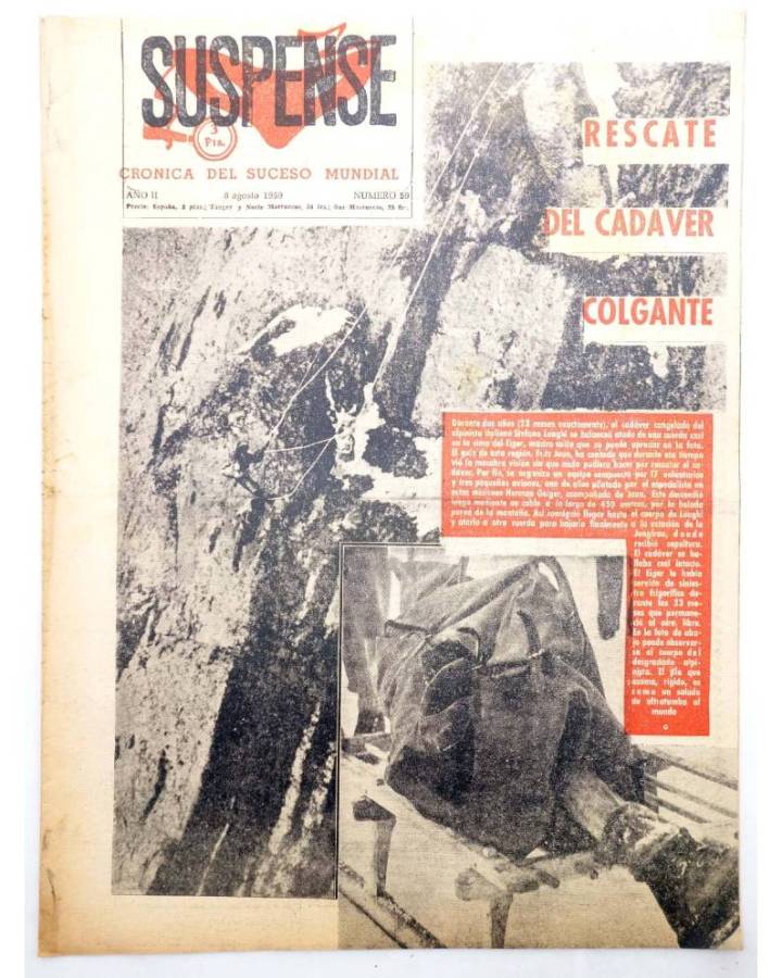 Cubierta de SUSPENSE. CRÓNICA DEL SUCESO MUNDIAL 59. AÑO II.- 8 de agosto de 1959 (Vvaa) Diario España 1959