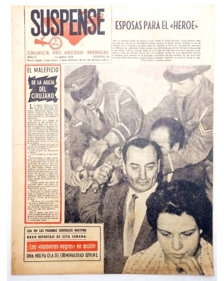 Cubierta de SUSPENSE. CRÓNICA DEL SUCESO MUNDIAL 60. AÑO II.- 15 de agosto de 1959 (Vvaa) Diario España 1959