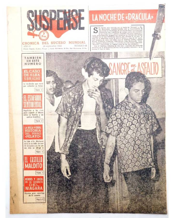 Cubierta de SUSPENSE. CRÓNICA DEL SUCESO MUNDIAL 66. AÑO II.- 26 de septiembre de 1959 (Vvaa) Diario España 1959