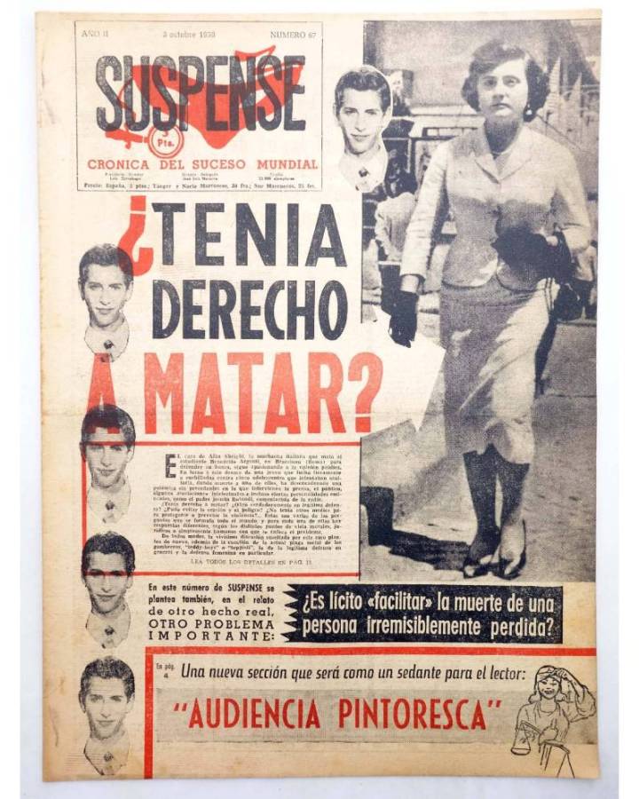 Cubierta de SUSPENSE. CRÓNICA DEL SUCESO MUNDIAL 67. AÑO II.- 3 de octubre de 1959 (Vvaa) Diario España 1959