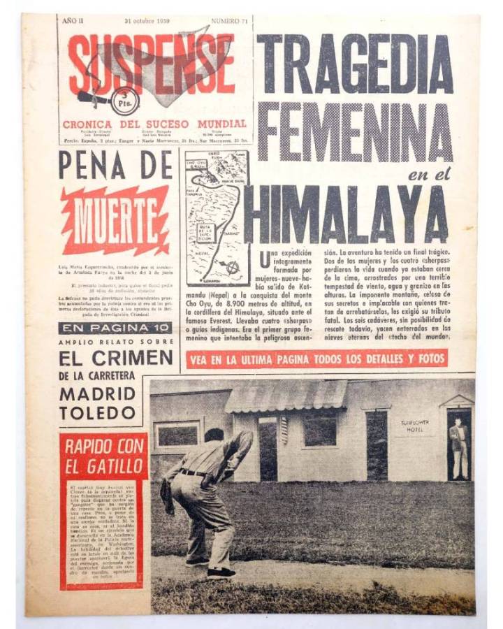 Cubierta de SUSPENSE. CRÓNICA DEL SUCESO MUNDIAL 71. AÑO II.- 31 de octubre de 1959 (Vvaa) Diario España 1959