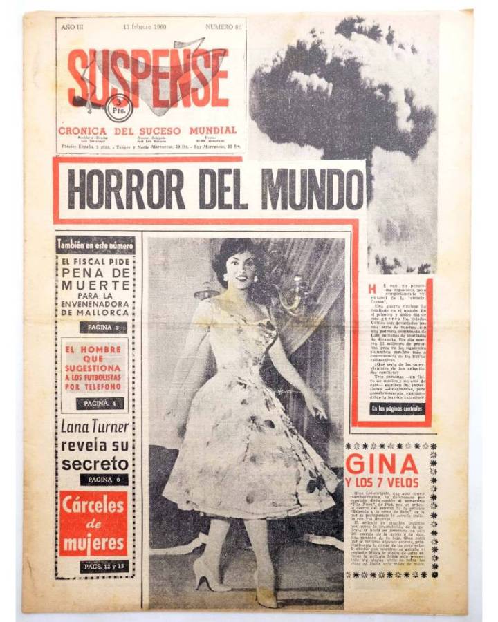 Cubierta de SUSPENSE. CRÓNICA DEL SUCESO MUNDIAL 86. AÑO III.- 13 de febrero de 1960 (Vvaa) Diario España 1960