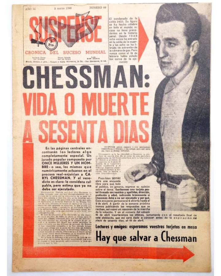 Cubierta de SUSPENSE. CRÓNICA DEL SUCESO MUNDIAL 89. AÑO III.- 5 de marzo de 1960 (Vvaa) Diario España 1960