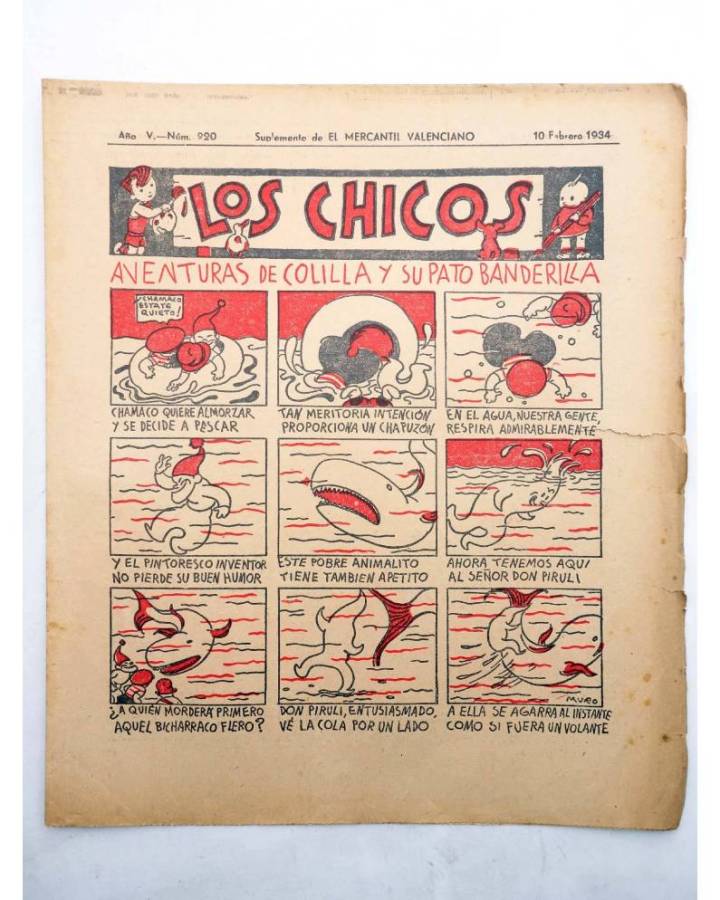 Cubierta de LOS CHICOS SUPLEMENTO DE EL MERCANTIL VALENCIANO 220. AÑO V. 10 feb 1934 (Muro / Dubón) El Mercantil Valenci