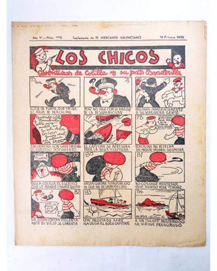 Cubierta de LOS CHICOS SUPLEMENTO DE EL MERCANTIL VALENCIANO 270. AÑO VI. 16 feb 1935 (Muro / Dubón) El Mercantil Valenc