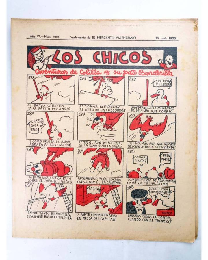 Cubierta de LOS CHICOS SUPLEMENTO DE EL MERCANTIL VALENCIANO 288. AÑO VI. 15 jun 1935 (Muro / Dubón) El Mercantil Valenc