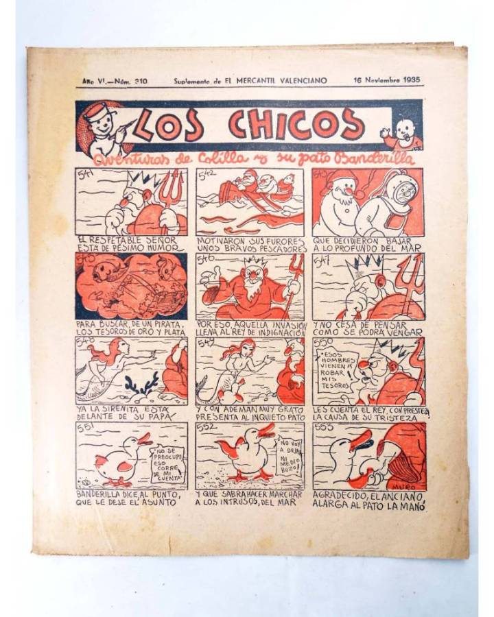 Cubierta de LOS CHICOS SUPLEMENTO DE EL MERCANTIL VALENCIANO 310. AÑO VI. 16 nov 1935 (Muro / Dubón) El Mercantil Valenc