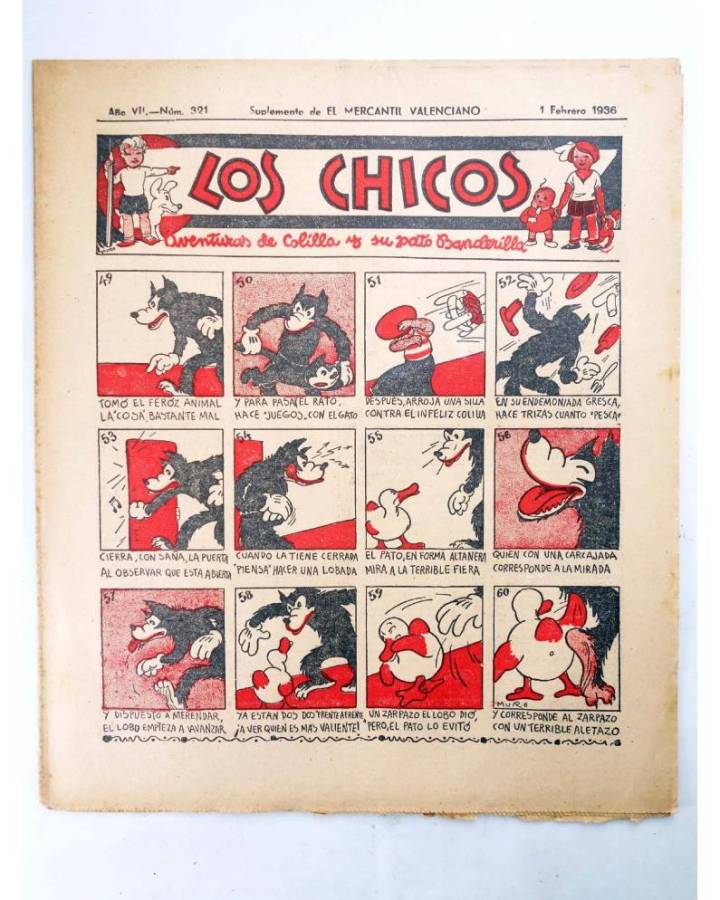 Cubierta de LOS CHICOS SUPLEMENTO DE EL MERCANTIL VALENCIANO 321. AÑO VII. 1 feb 1936 (Muro / George Mcmanus) 1936