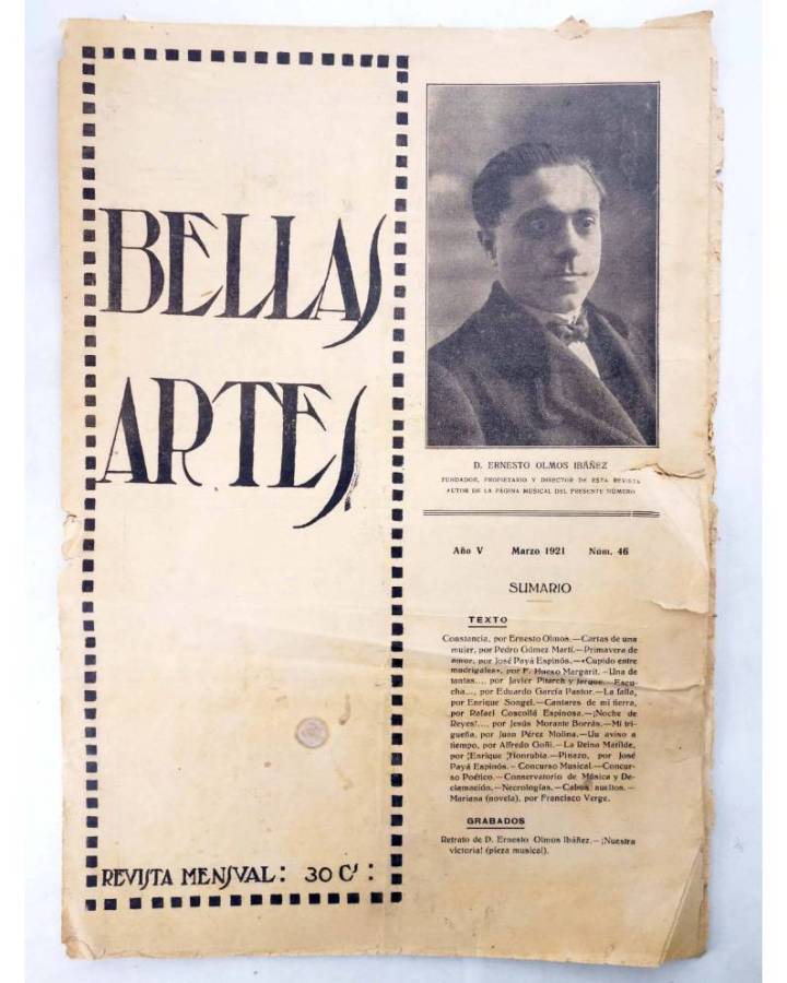 Cubierta de BELLAS ARTES. REVISTA MENSUAL 46. Valencia 1921