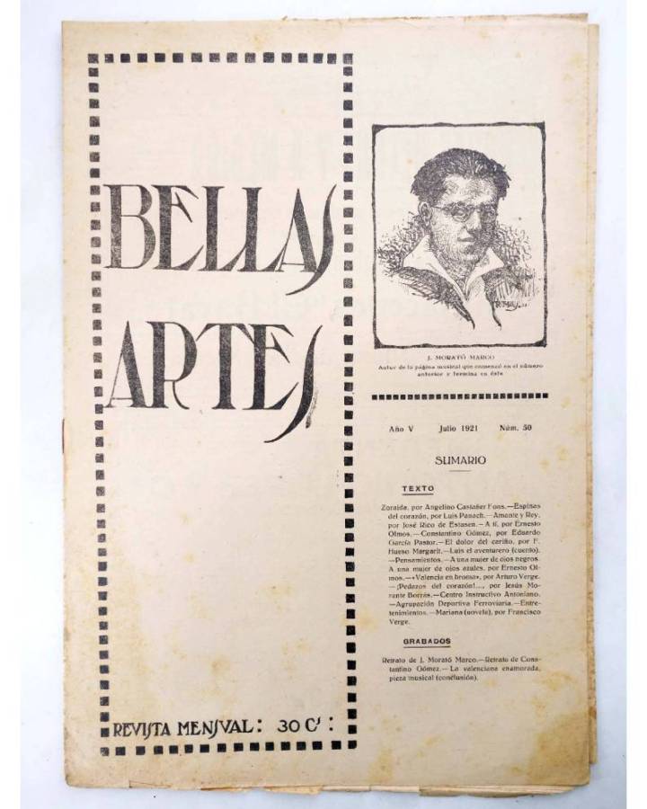 Cubierta de BELLAS ARTES. REVISTA MENSUAL 50. Valencia 1921