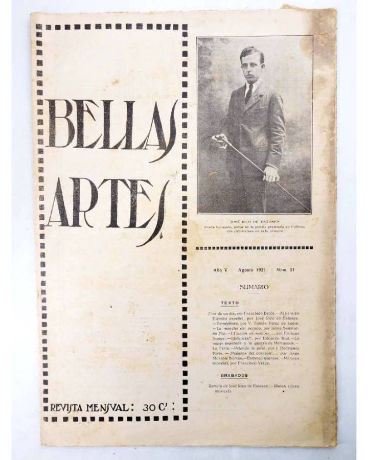 Cubierta de BELLAS ARTES. REVISTA MENSUAL 51. Valencia 1921