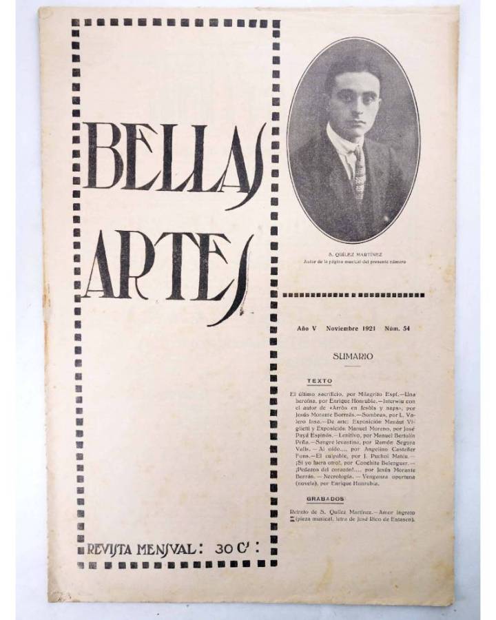 Cubierta de BELLAS ARTES. REVISTA MENSUAL 54. Valencia 1921