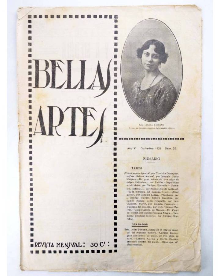 Cubierta de BELLAS ARTES. REVISTA MENSUAL 55. Valencia 1921