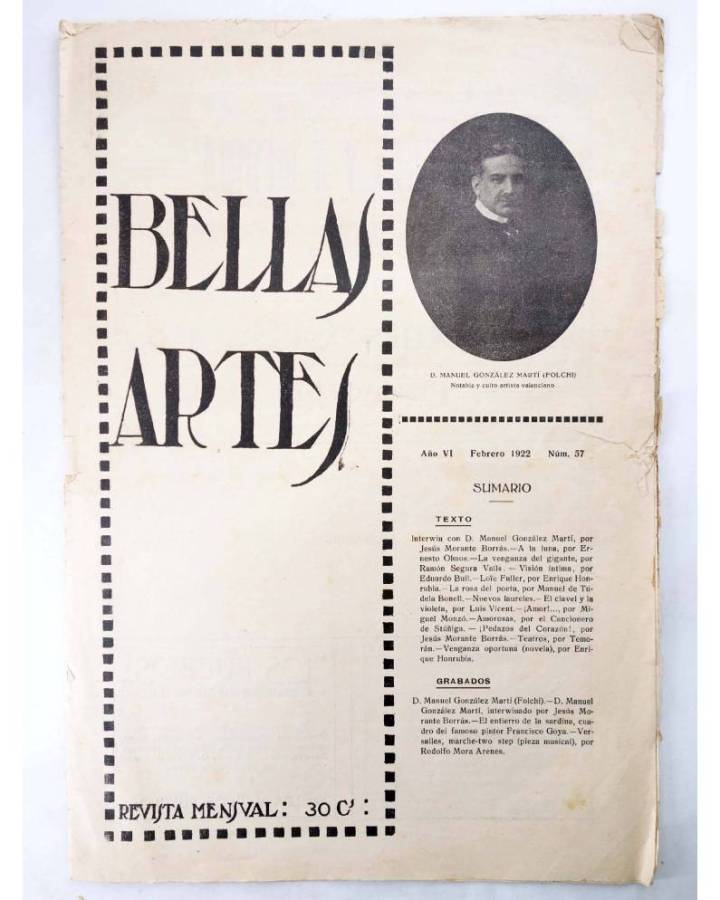 Cubierta de BELLAS ARTES. REVISTA MENSUAL 57. Valencia 1922