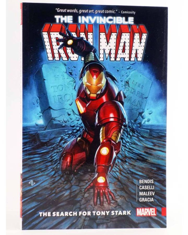 Cubierta de THE INVINCIBLE IRON MAN THE SEARCH FOR TONY STARK TPB (Brian Michael Bendis / Stefano Caselli / Alex Maleev)