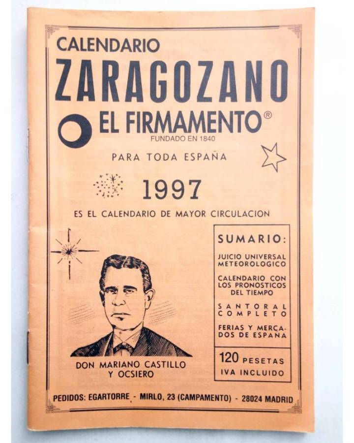 Cubierta de CALENDARIO ZARAGOZANO EL FIRMAMENTO 1997 (Mariano Castillo Y Ocsiero) Zaragozano 1997