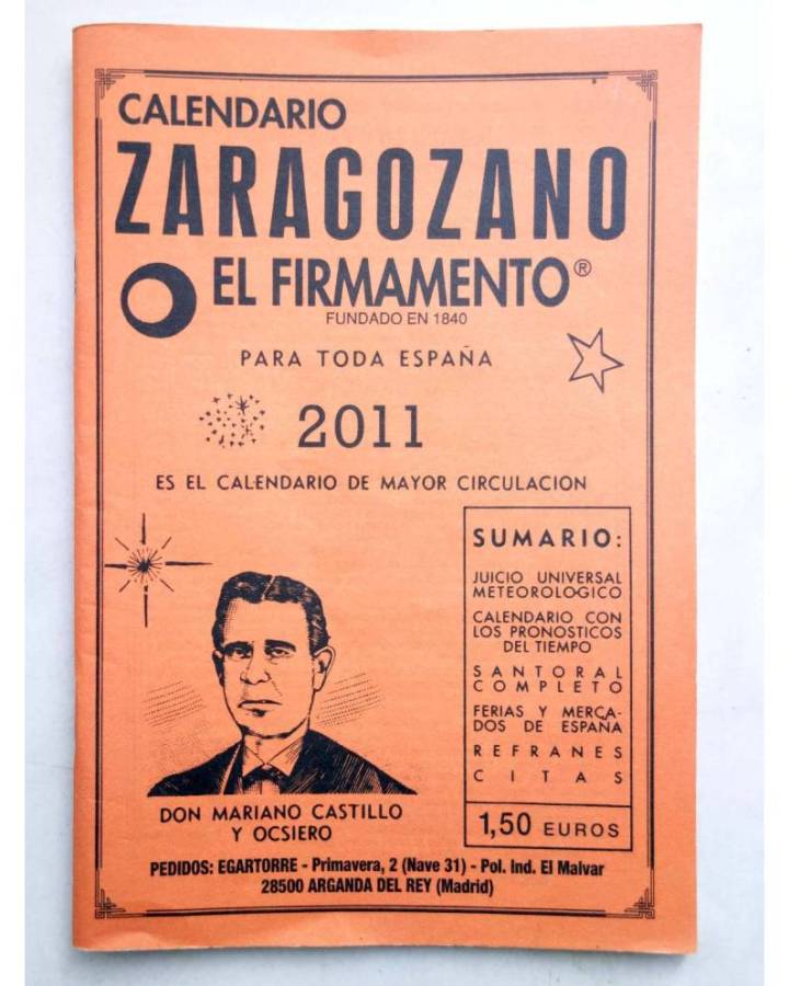 Cubierta de CALENDARIO ZARAGOZANO EL FIRMAMENTO 2011 (Mariano Castillo Y Ocsiero) Zaragozano 2011