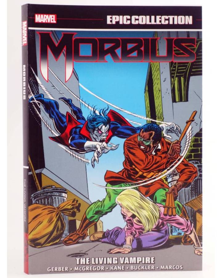 Cubierta de MORBIUS EPIC COLLECTION 1. THE LIVING VAMPIRE TPB (Steve Gerber / Don Mcgregor / Pablo Marcos) Marvel 2021. 