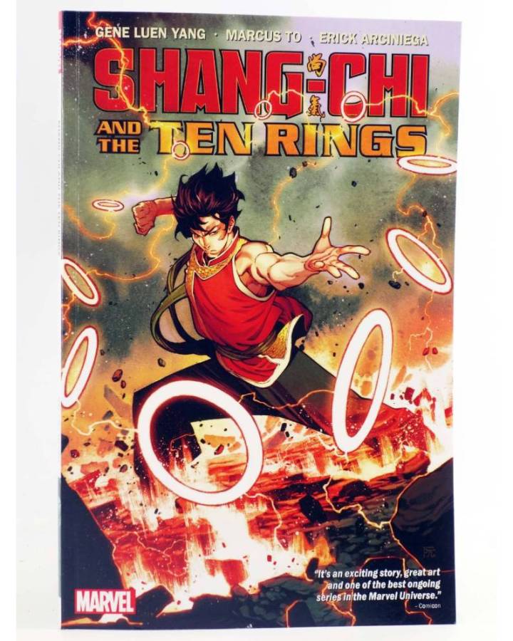 Cubierta de SHANG-CHI AND THE TEN RINGS TPB (Gene Luen Yang / Marcus To) Marvel 2023. EN INGLÉS