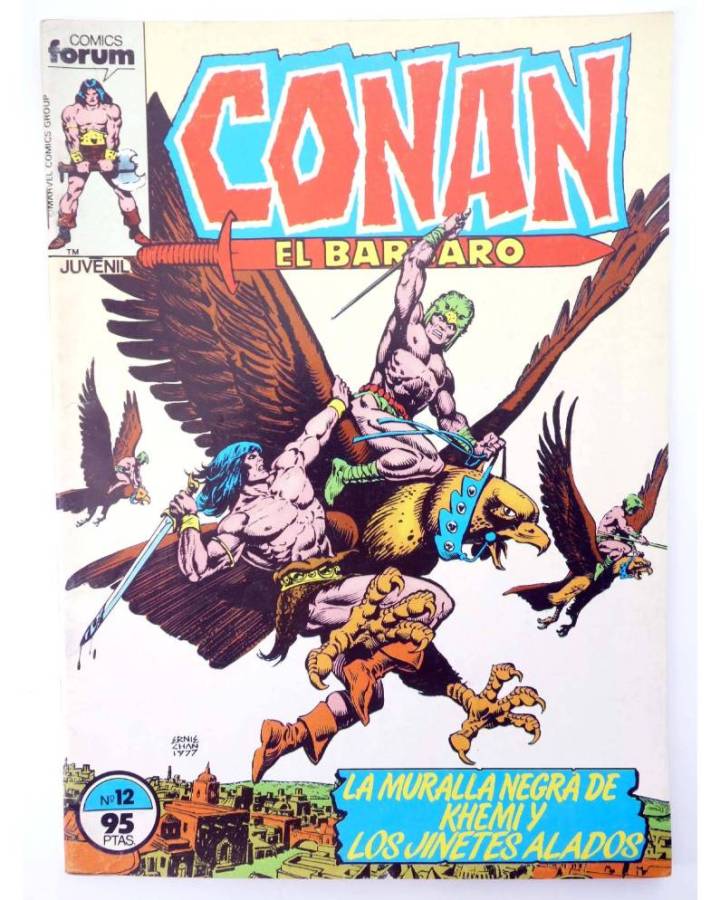 Cubierta de CONAN EL BARBARO 12. LA MURALLA NEGRA DE KEMI Y LOS JINETES ALADOS. Forum 1983