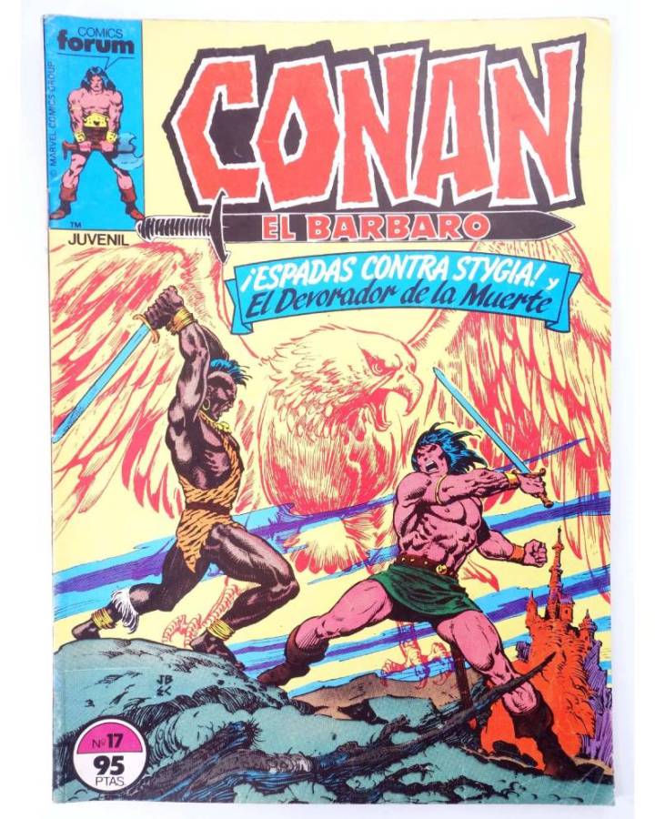 Cubierta de CONAN EL BARBARO 17. ¡ESPADAS CONTRA STYGIA! Y EL DEVORADOR DE LA MUERTE. Forum 1983