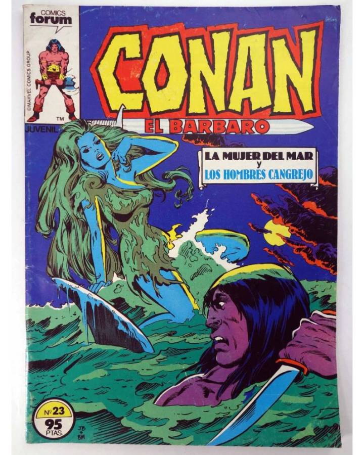 Cubierta de CONAN EL BARBARO 23. LA MUJER DEL MAR Y LOS HOMBRES CANGREJO. Forum 1983