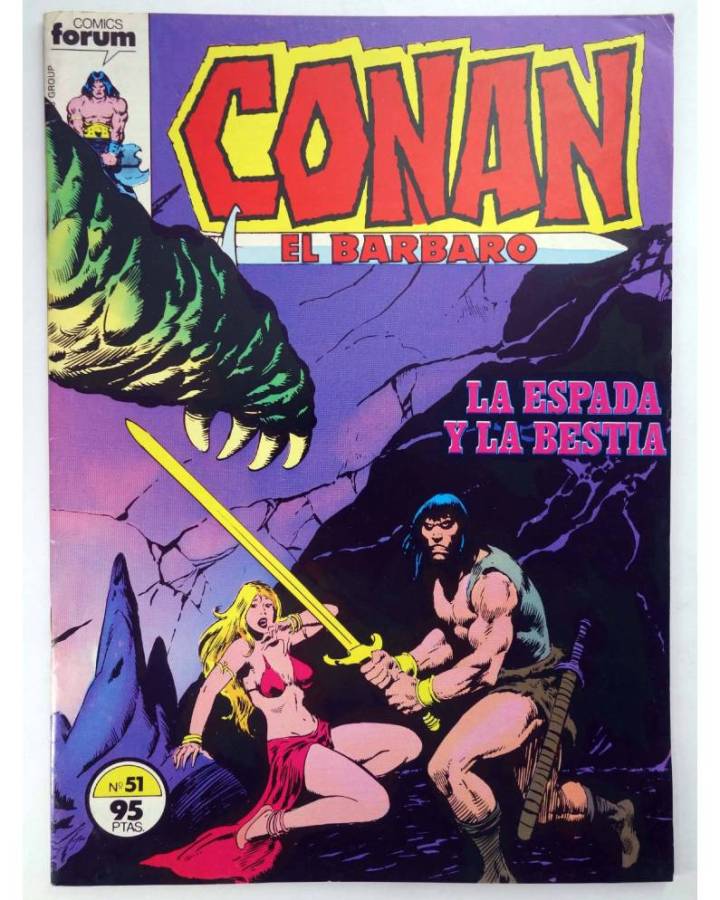 Cubierta de CONAN EL BARBARO 51. LA ESPADA Y LA BESTIA. Forum 1984