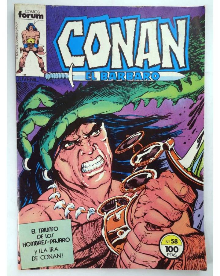 Cubierta de CONAN EL BARBARO 58. EL TRIUNFO DE LOS HOMBRES PAJARO - LA IRA DE CONAN. Forum 1985