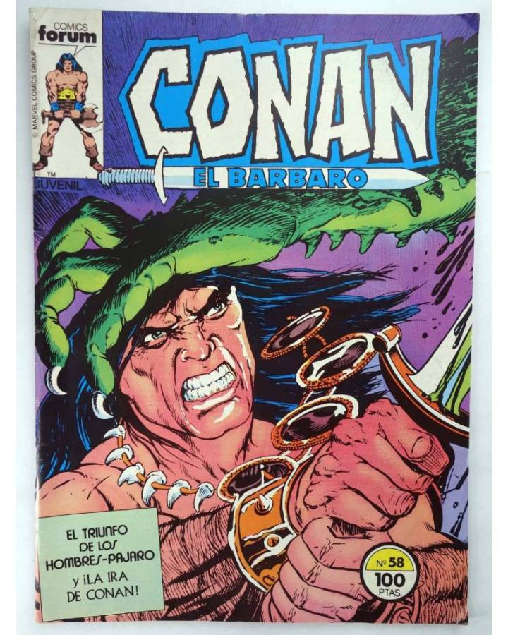 Cubierta de CONAN EL BARBARO 58. EL TRIUNFO DE LOS HOMBRES PAJARO - LA IRA DE CONAN. Forum 1985