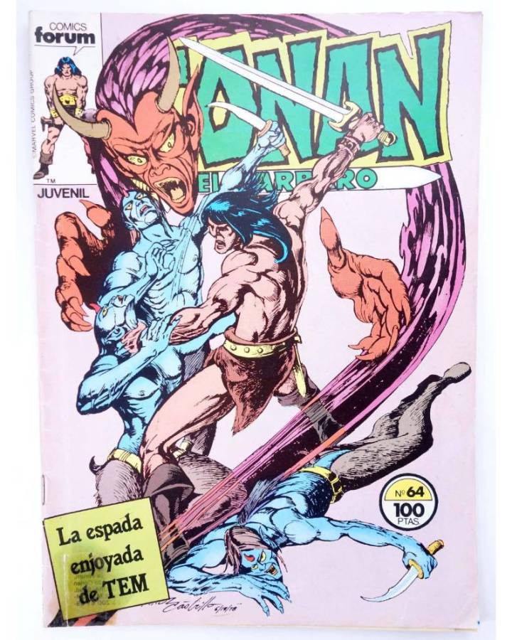 Cubierta de CONAN EL BARBARO 64. LA ESPADA ENJOYADA DE TEM. Forum 1985