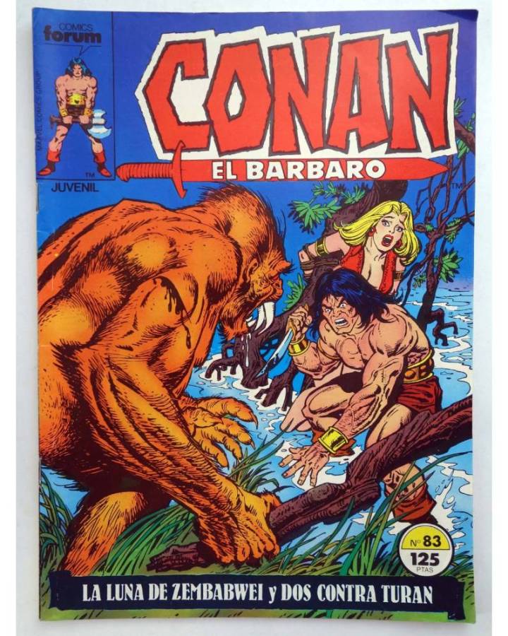 Cubierta de CONAN EL BARBARO 83. LA LUNA DE ZEMBABWEI - DOS CONTRA TURAN. Forum 1986